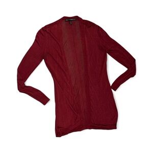 WHBM Rich Burgundy Women’s Sweater Cardigan Size Small Open Front Maroon